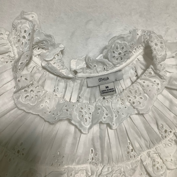 Anthropologie Othilia Blouse Sz Medium White Eyelet Lace Cottage Boho - Picture 8 of 10